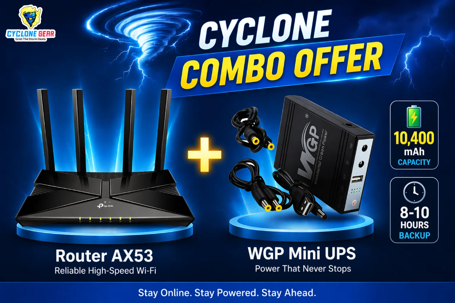 AX53 (3000 mbps) + WGP Mini UPS Combo